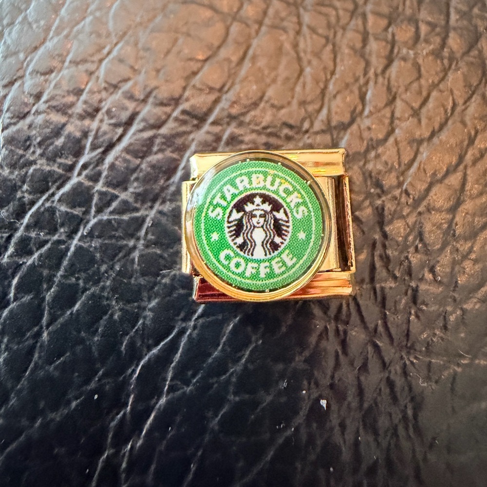 Starbucks Coffee Italian Charm Bracelet Link – Gold Tone